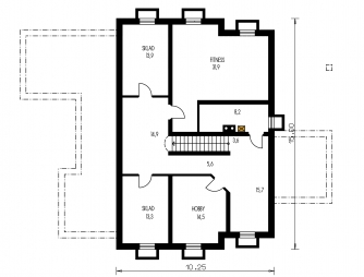 Spiegelverkehrter Entwurf | Grundriss des Obergeschosses - BUNGALOW 100